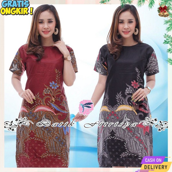 Seragam M L Xl Xxl Tu Tunik Batik Wanita Modern Serut Batik Tunik Batik Murah Tunik Natik Natal Vati