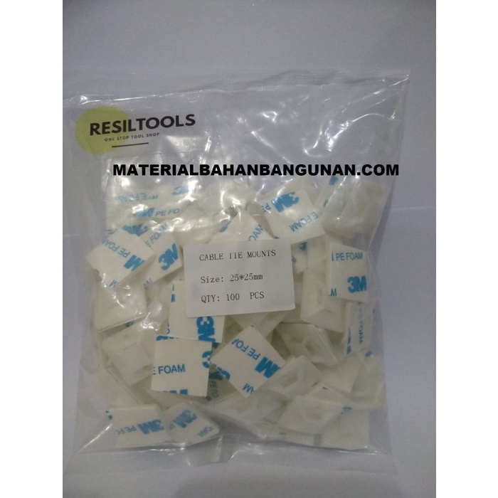 

Terlaris Dudukan Kabel Tis 25 X 25 Mm Klem Tempel Dinding Tembok Tie 100 Buah