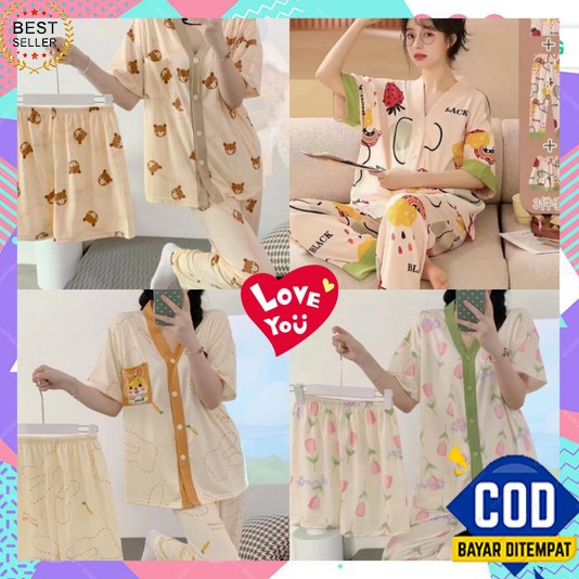 Baju Tidur Sleepwears Pejamas Hot Oneset Menyusui Pakaian Wanita Piama One Set Setelan Piyama Bumil 