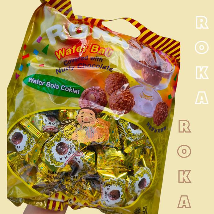 

roc01 Apollo Roka Chocolate Wafer Ball/ Wafer Bola Coklat 50 pcs / ROKA