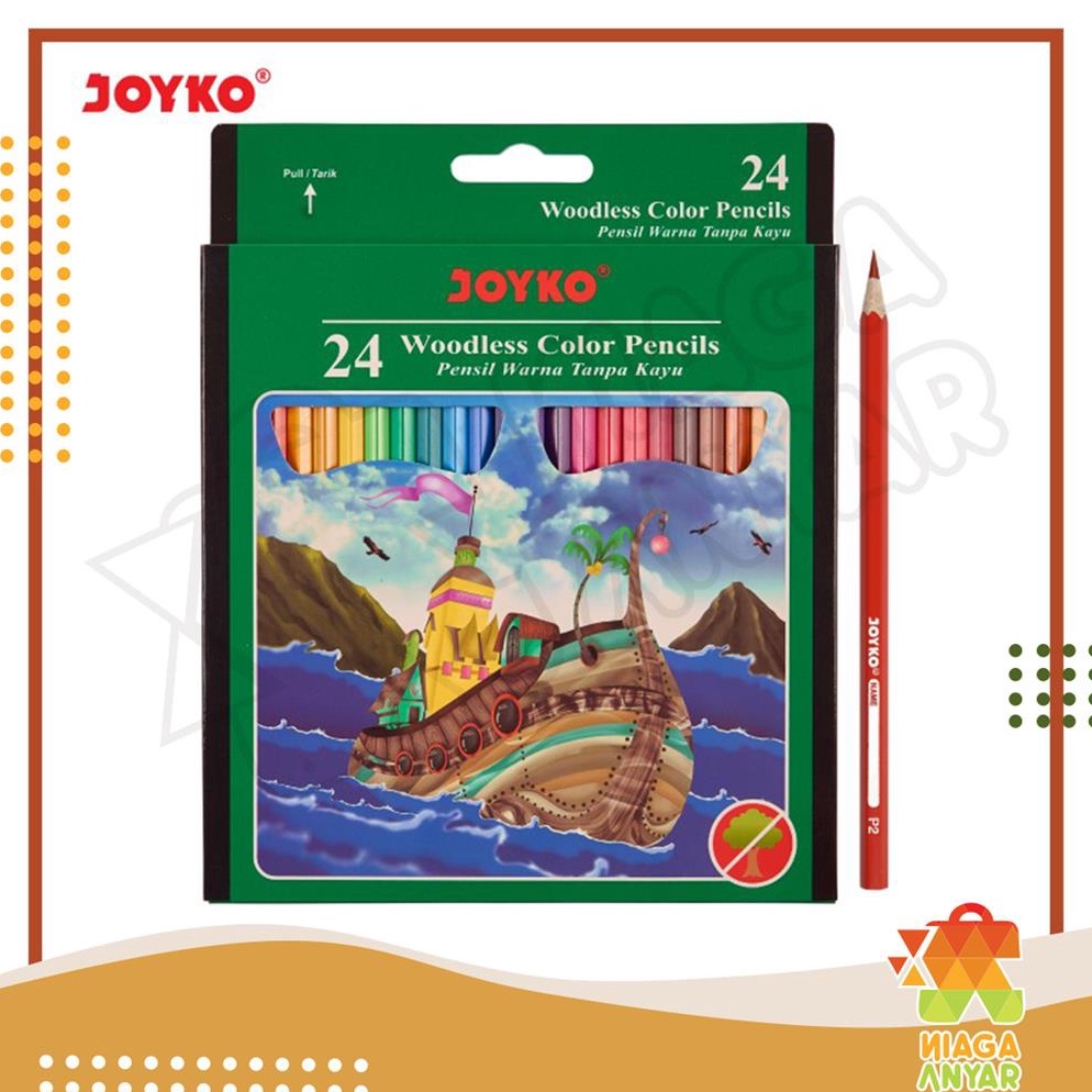 

ZXD-68 NA JOYKO Pensil Warna 24 Warna CP-104 / Woodless Color Pencils Hexagonal Grips Joyko Panjang isi 24 Pcs 120