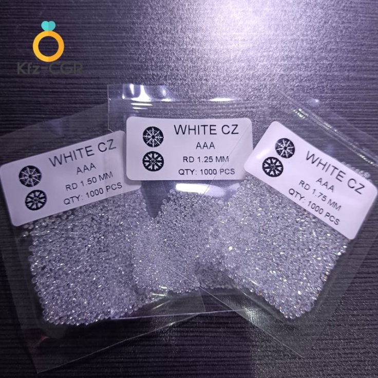 Diskon sekarangJj8J3 Permata Sirkon Tabur Lokal Zircon kecil 0.8mm - 5mm Bulat Putih cubic zirconia 