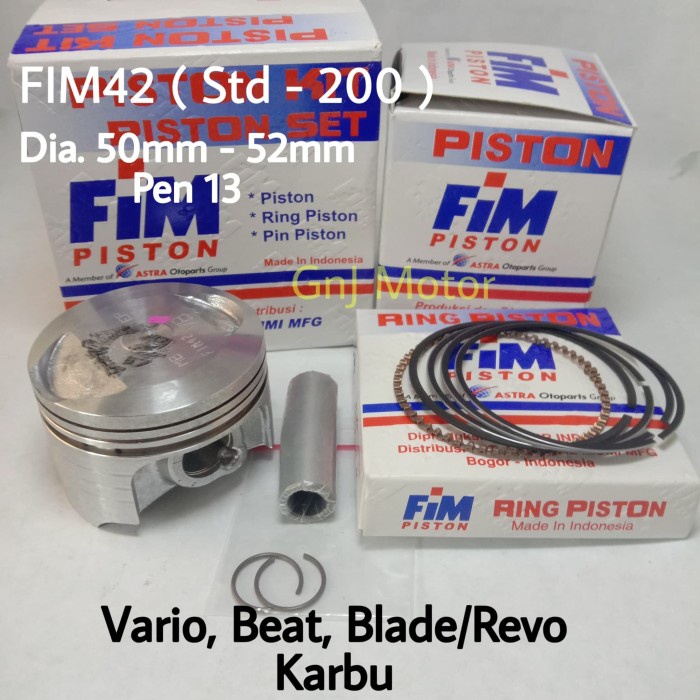 Terlaris Piston Kit Fim Blade, Beat, Vario 110 Karbu - Fim42