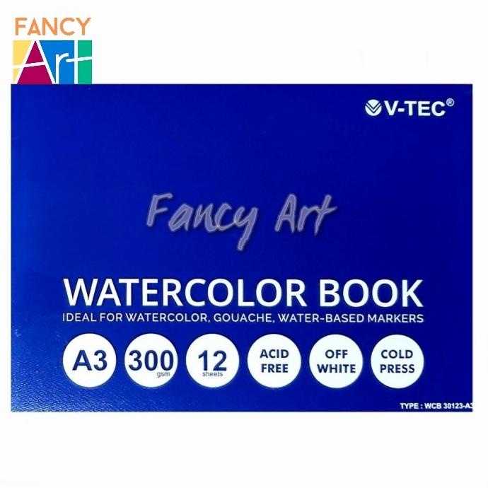 

V-TEC Watercolor Book A3 300gsm 12sheets Buku Gambar