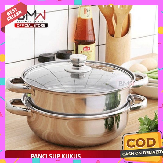 Panci Set Isi 5 Pcs Anti Lengket Promo 3 In 1 Stainless Tebal Murah Kuali 1Set Untuk Memasak Air Pua