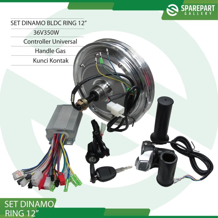 set dinamo/motor sepeda/skuter listrik 36v350w ring 12"