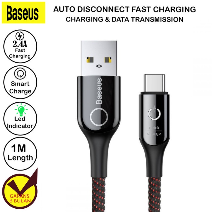 BASEUS C-SHAPED KABEL TYPE C AUTO DISCONNECT POWER OFF FAST ORIGINAL