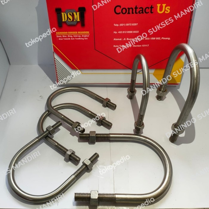 FREE ONGKIR SS 304 / M10 U BOLT 3/8X3" / KLEM U 3 INCH STAINLESS FREE ONGKIR