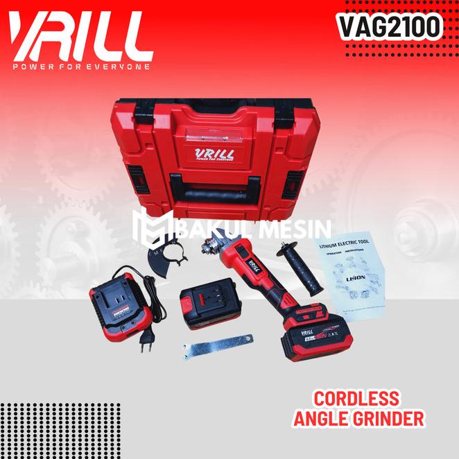 Vrill Vag2100 Cordless Angle Grinder Mesin Gerinda Baterai 4 Inch