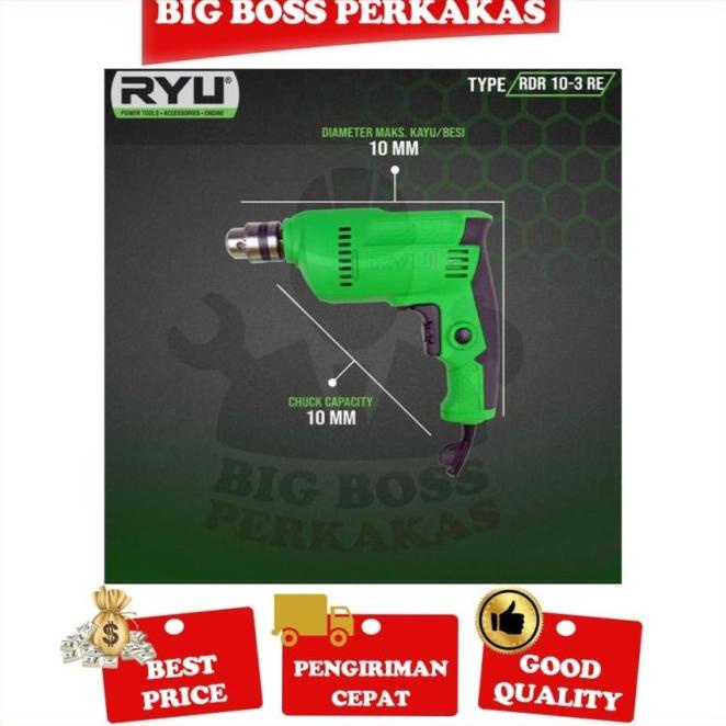 Paket 2 Set Tekiro Ryu Mesin Bor Listrik 10 Mm & Ryu Mesin Gerinda