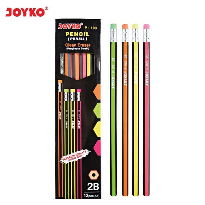 

Kirim SekarangーJOYKO P-103 PENCIL 2B Eraser 4 Warna LUSINAN