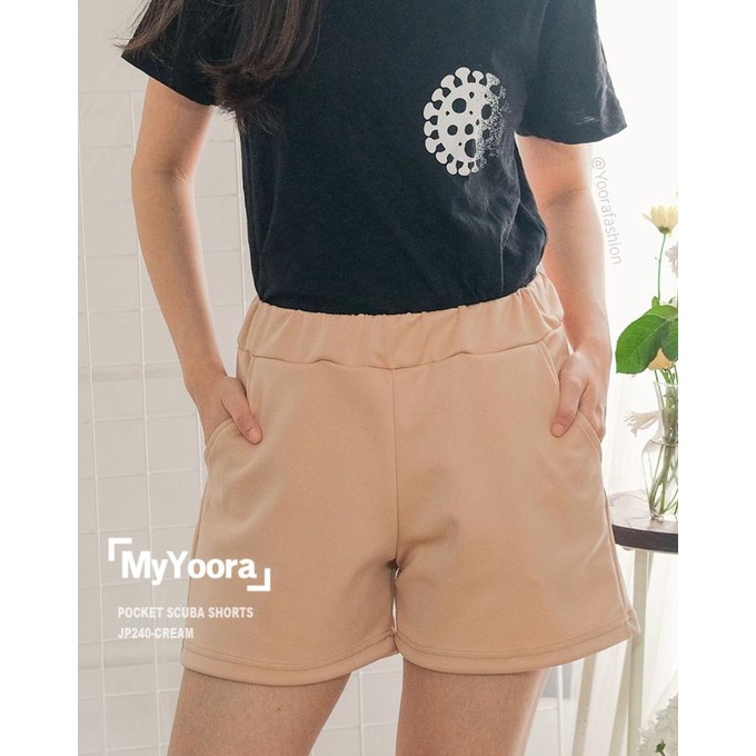New Pocket Scuba Shorts Celana Pendek Wanita Jp240 - Cream, Xl