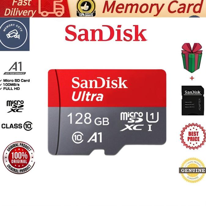MEMORI CARD SANDISK 128GB,KARTU MEMORI SANDISK ORIGINAL,SD CARD