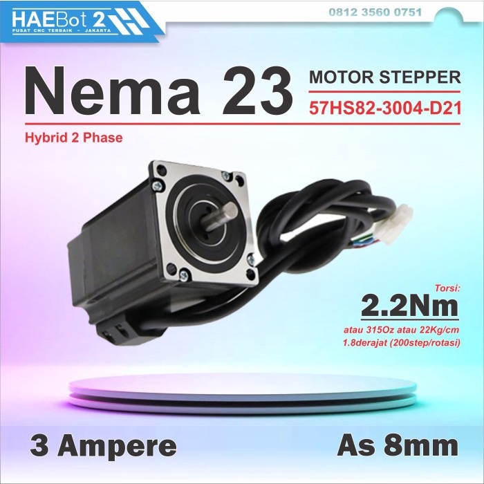 Terlaris [Haebot 2] Motor Stepper Nema 23 Nema23 57Hs82 2.2Nm 3A Cnc Bipolar