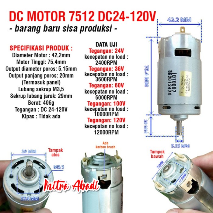 Dinamo Motor 7512 Dc 24 - 120V