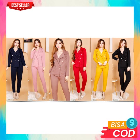 Blazer Set Wanita Korea Style Ootd Viral Stelan Blezerr Celana Stelann Outer Jas Kerja Kantor Formal