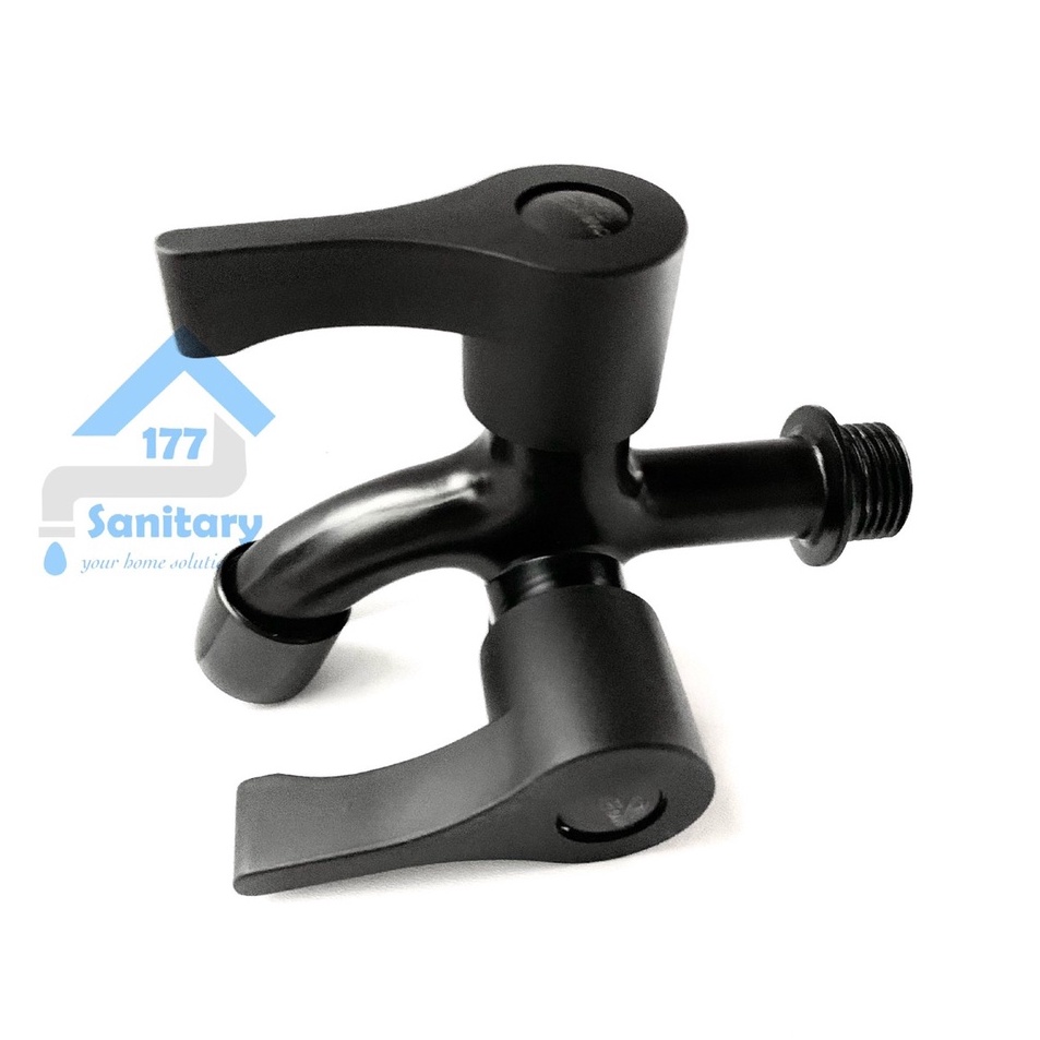 ☤Eyv Kran Cabang HITAM Minimalis FKC51BL- Keran air Double Dua Shower black utk bak dan jet shower k