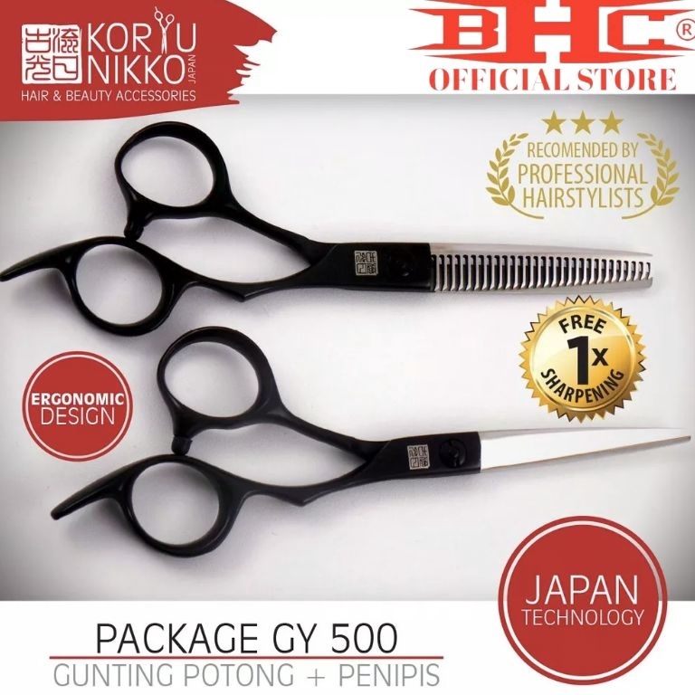 CHEKOUT Set gunting rambut potong sasak penipis KORYU NIKKO GY500 ORIGINAL paket alat potong rambut