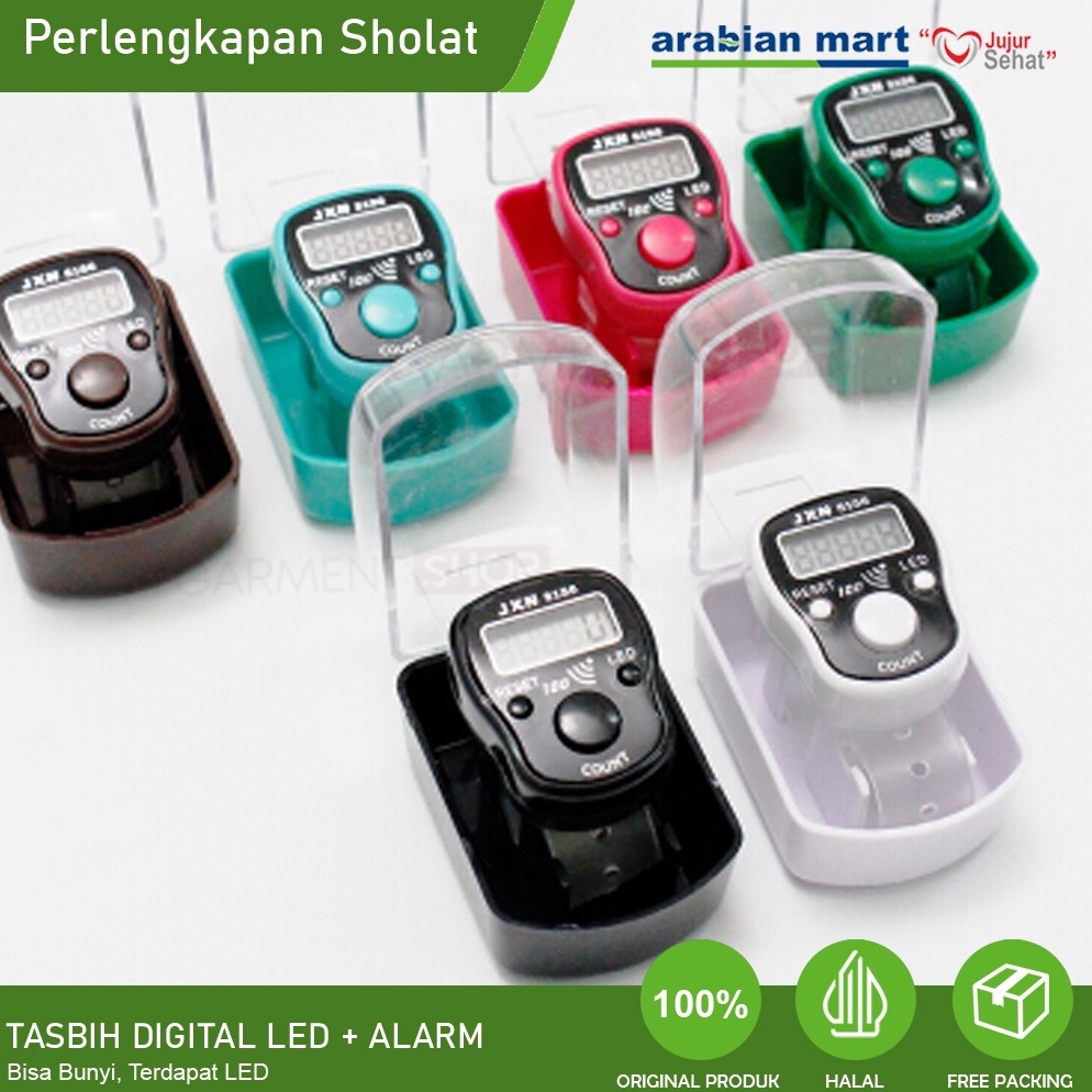 Dipesan yaZz6Z0 Tasbih Digital Led + Alarm Model Cincin | Finger Counter untuk Dzikir Wirid Souvenir