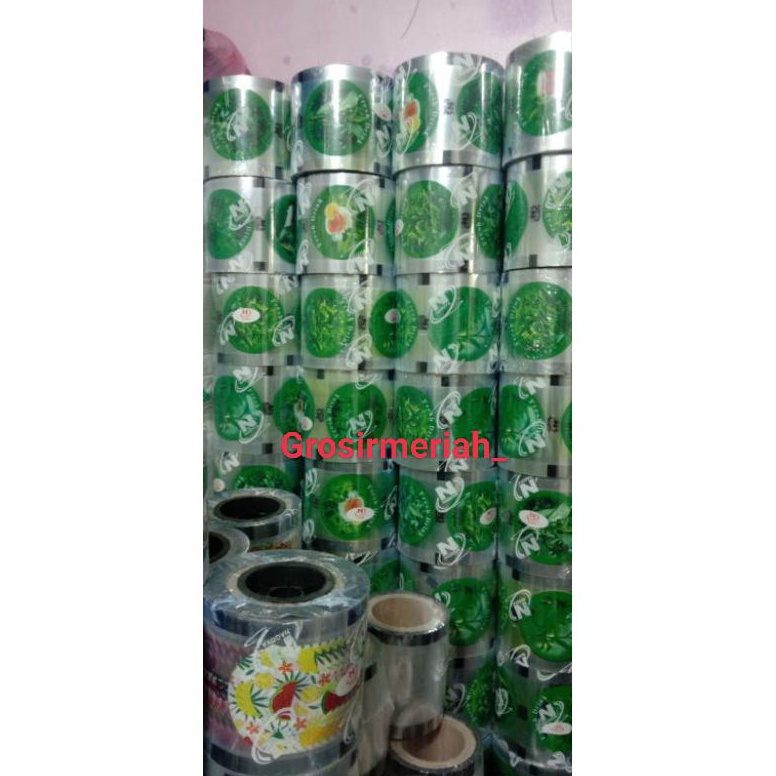 Harga Spesial.. PLASTIK LID SEAL CUP  NAGOYA CUP SEALER CUP MOTIF DAUN TEH 2000 CUP / 2000 LEMBAR