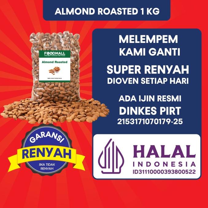 

almond roasted 1 kg / almond panggang utuh / kacang almond