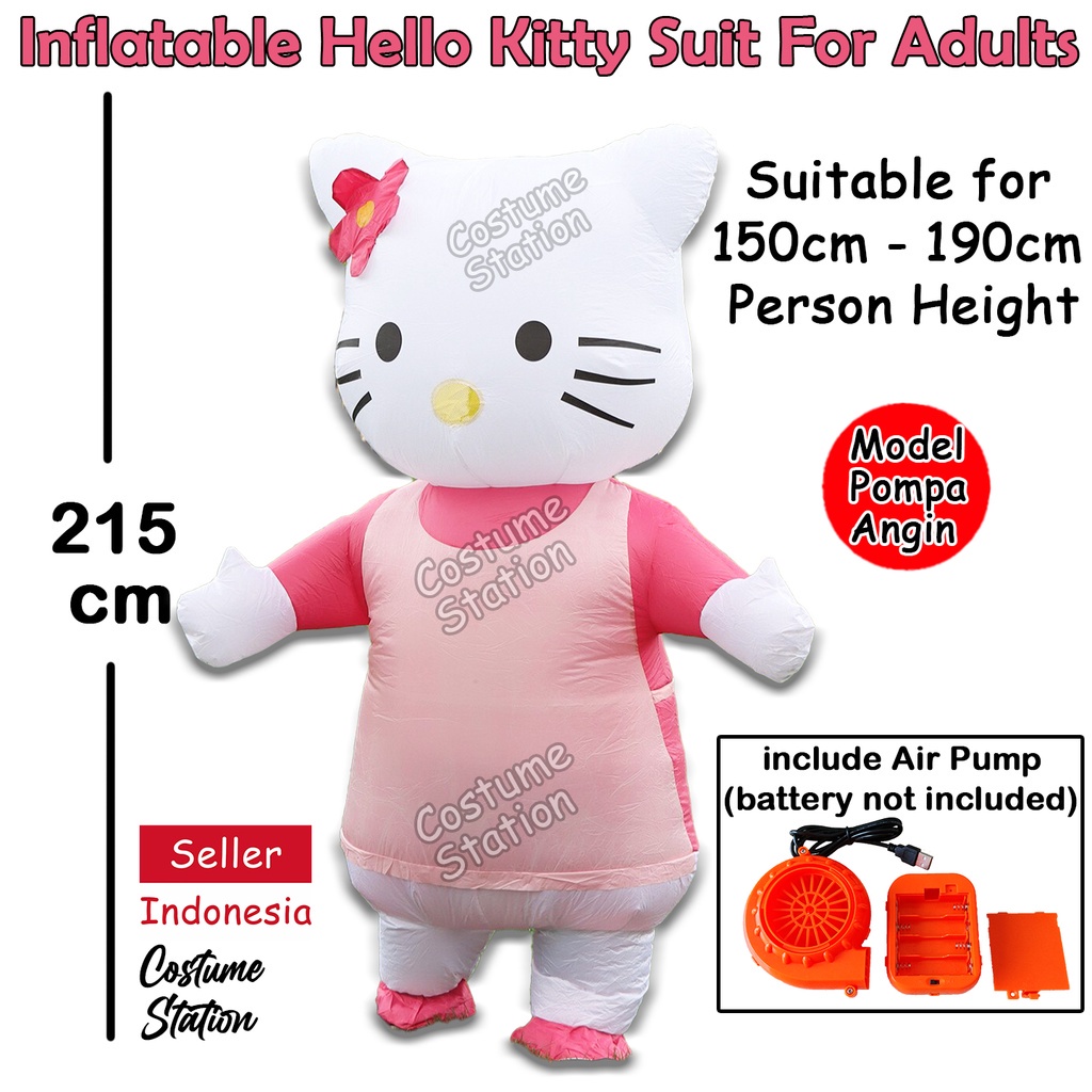 Kostum Hello Kitty Cat Kucing / Costume Animal Hewan Binatang Inflatable Pompa Angin Dewasa