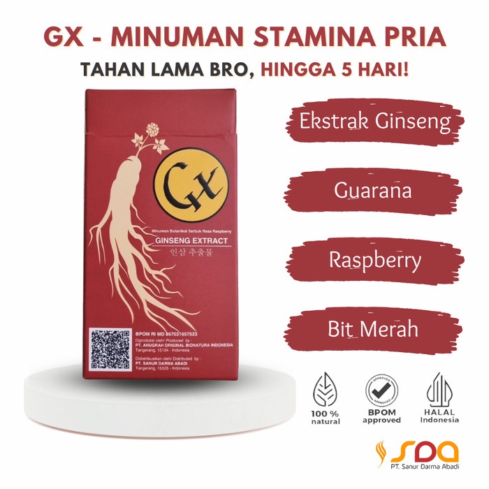 Terlaris GX Minuman Serbuk Ekstrak Gingseng / Penambah Stamina Tahan Lama Pria SALE