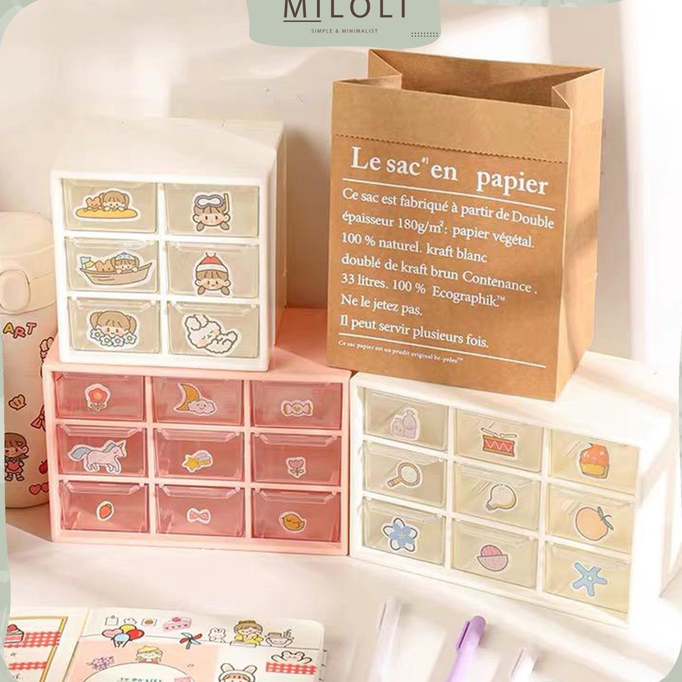 Kirim Sekarang [MILOLI] 9 Drawers 6 Drawers Storage Box Mini Drawer Desktop INS Aesthetic Desk  - F0