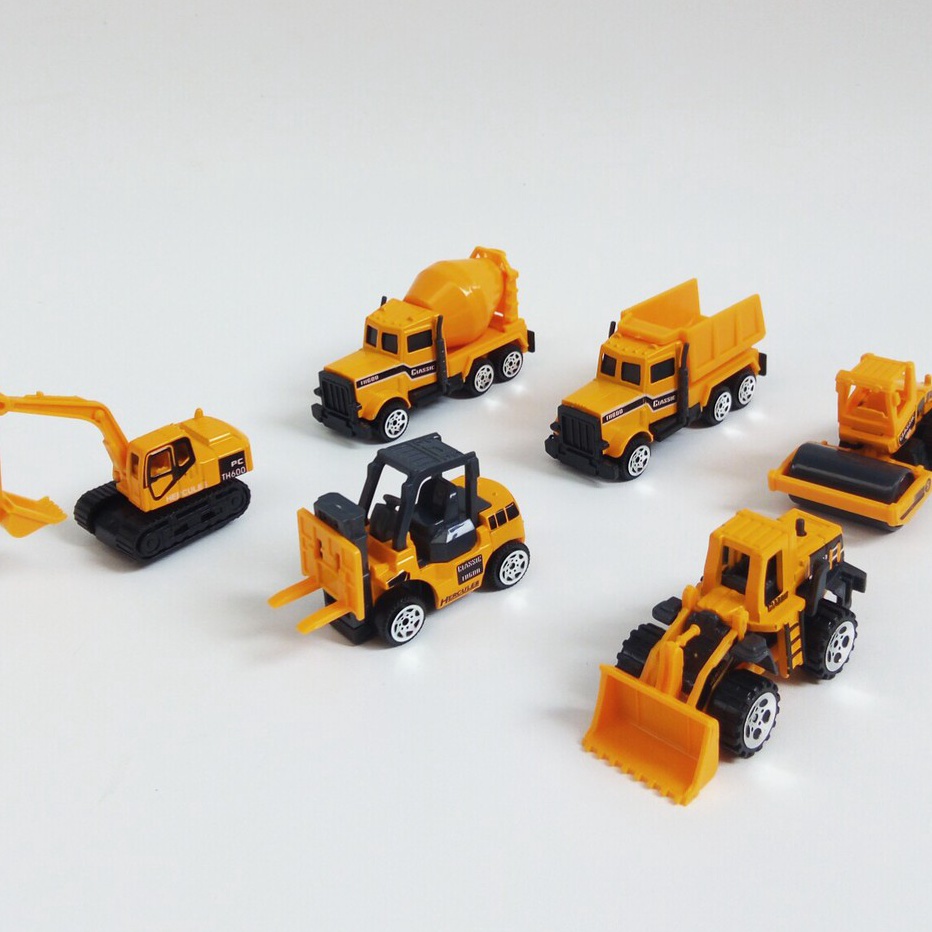 BestSeller 6pcs MINI METAL Die cast Construction Diecast Konstruksi Engineering Excavator Buldozer C