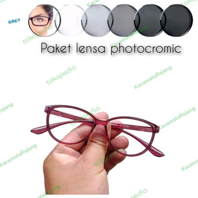 kacamata wanita frame ungu lentur paket hemat gratis lensa Photocromic