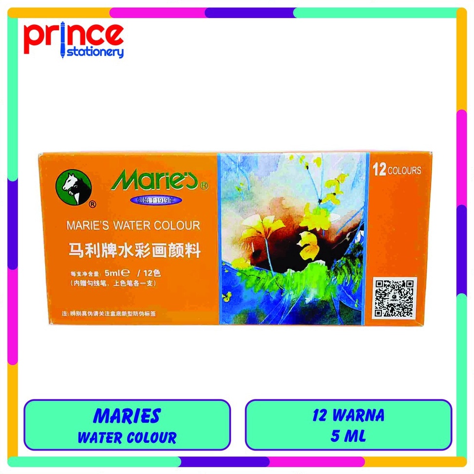 

Termurah MARIES WATER COLOUR SET 12 WARNA 5 ML / CAT AIR MARIES