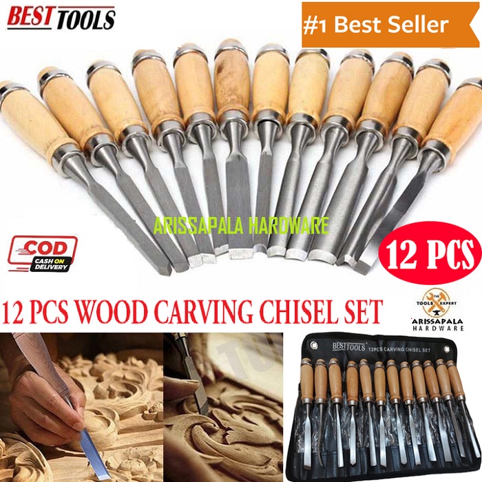 

BESTTOOLS Pisau Ukir Pahat Kayu Set 12 in 1 Tatah 12 Pcs Wood Chisel