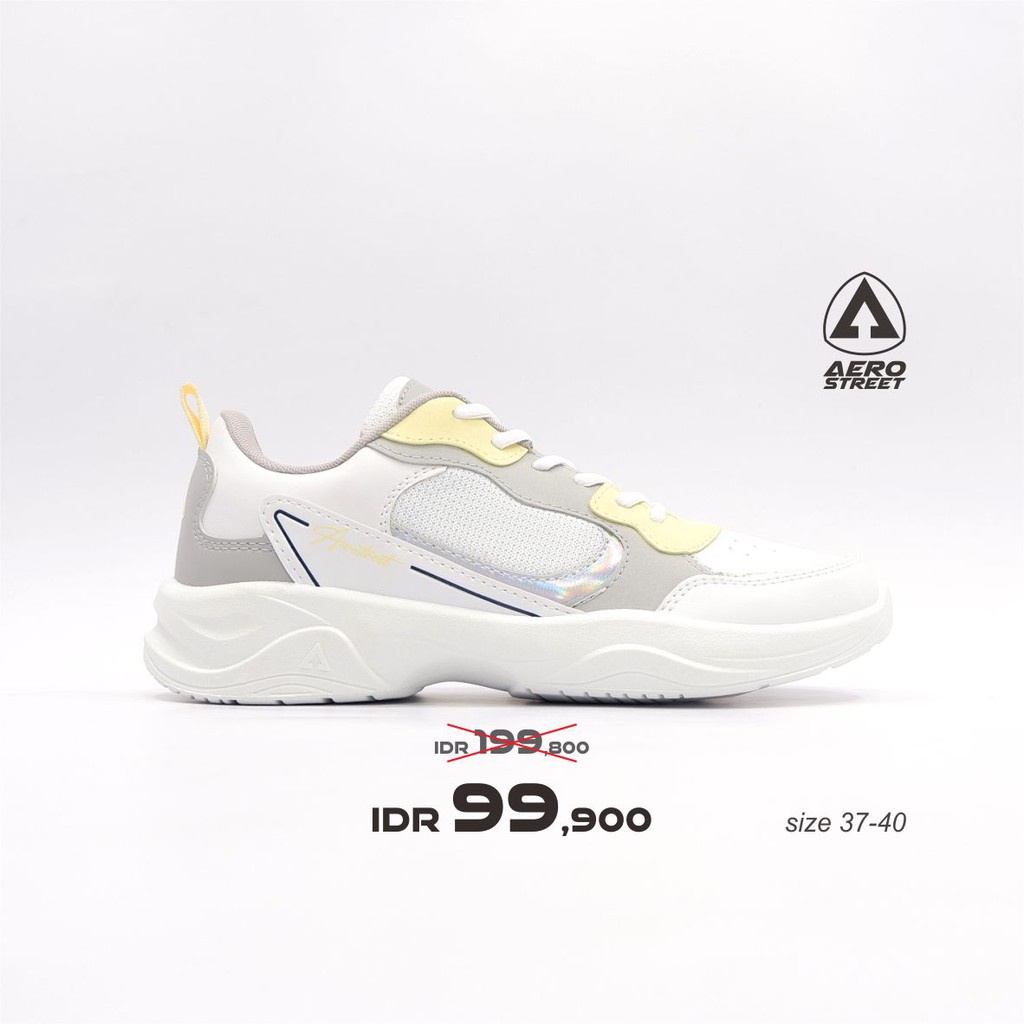 Aerostreet 37-40 Ivy Putih Kuning - Sepatu Sneakers Casual Sekolah Wanita Aero Street 21CC02