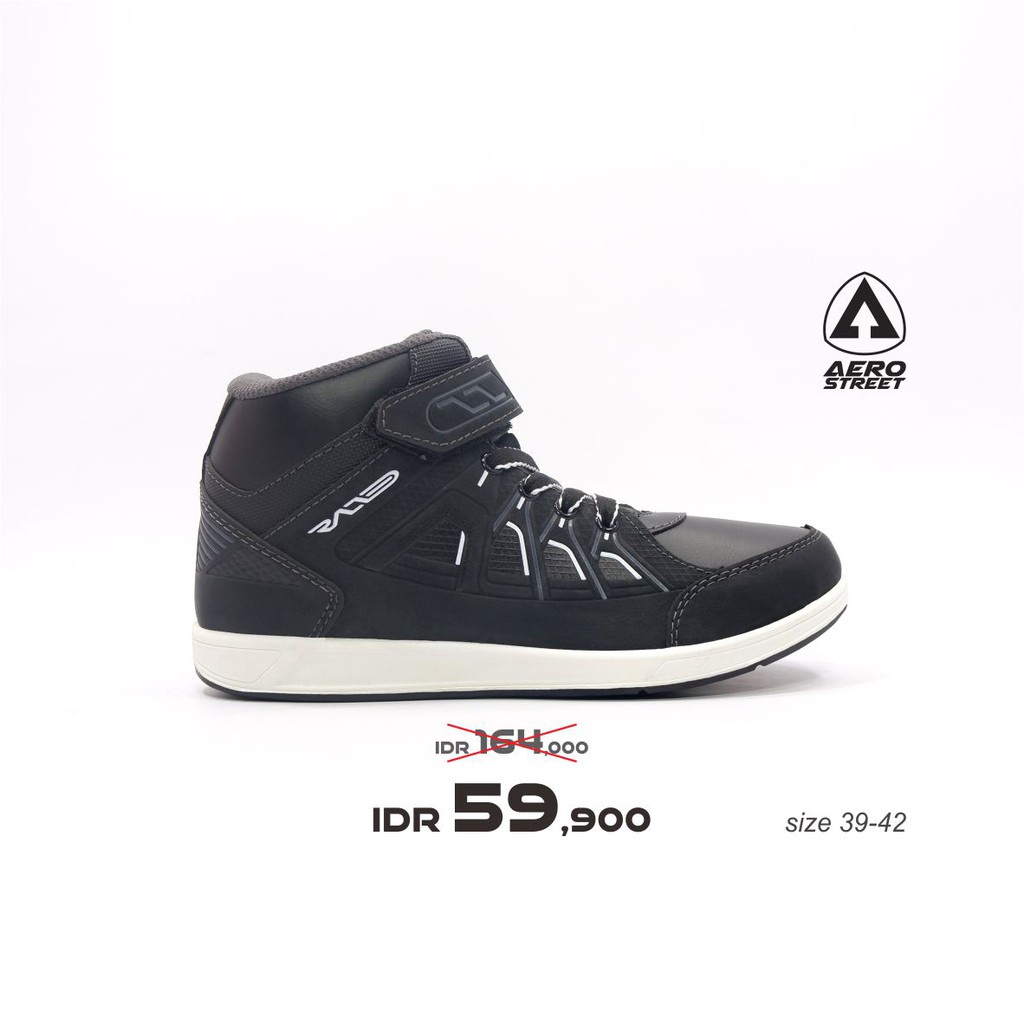 Aerostreet 39-42 Raid Black Grey - Sepatu Sneakers Casual Sport Sekolah Pria Wanita Aero Street