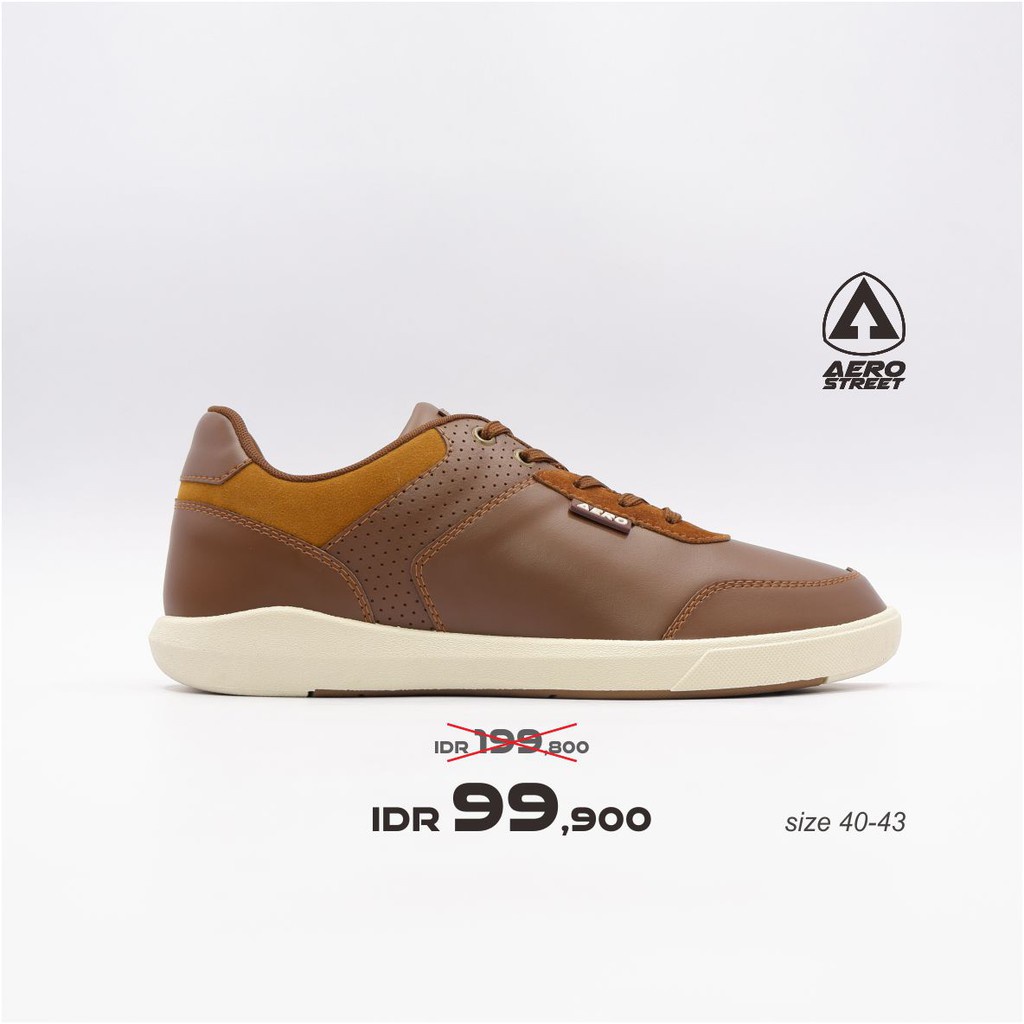 Aerostreet 40-43 Arthur Coklat - Sepatu Sneakers Casual Sport Sekolah Pria Wanita Aero Street