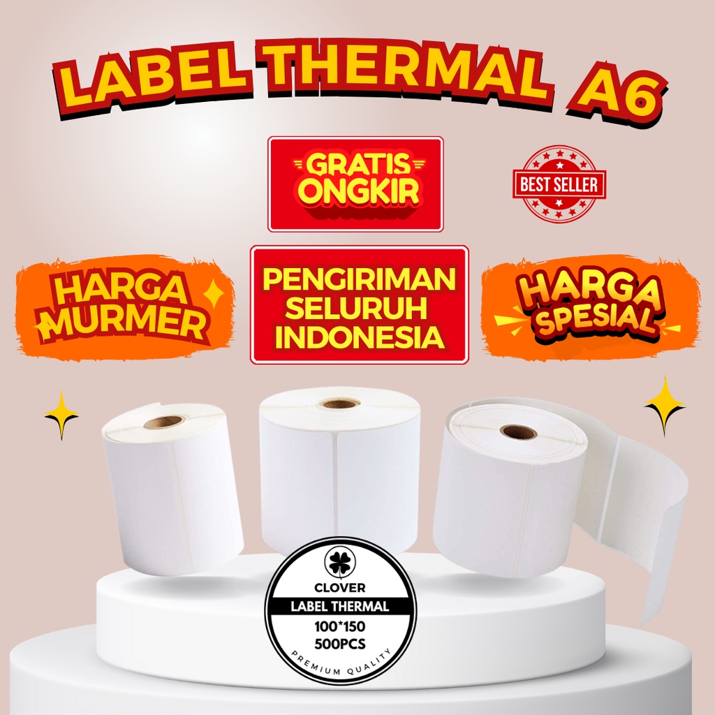 

KERTAS THERMAL 100X150MM LABEL STIKER BARCODE (KHUSUS INSTAN)