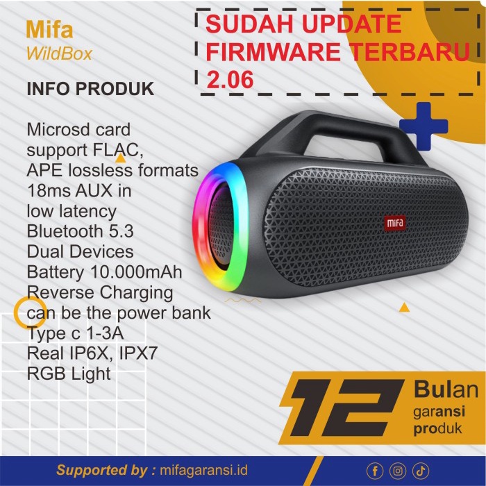 Speaker Bluetooth Mifa Wildbox 60W Bluetooth 5.0 Speaker