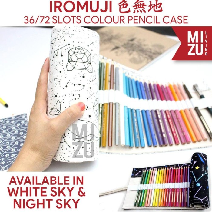 

MIZU IROMUJI 36/72 ROLL UP COLOUR PENCIL CASE SLOTS TAS TEMPAT PENSIL