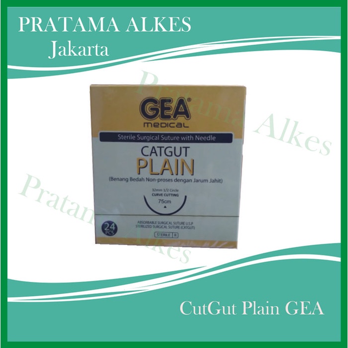 

CATGUT PLAIN + JARUM 2/0 3/0 CAT GUT PLAIN BENANG DENGAN JARUM GEA BOX