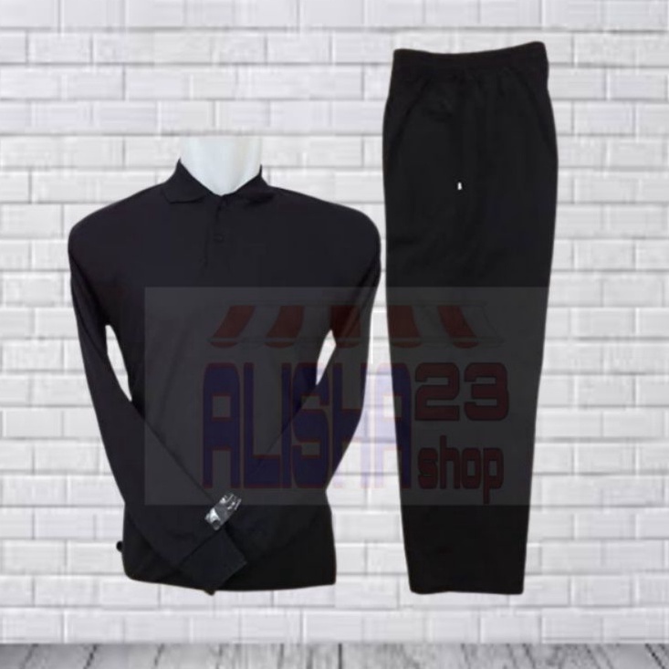 ➳Qyl Setelan baju olahraga dewasa/ stelan kaos lengan panjang pria wanita/ satu set pakaian kaos ker