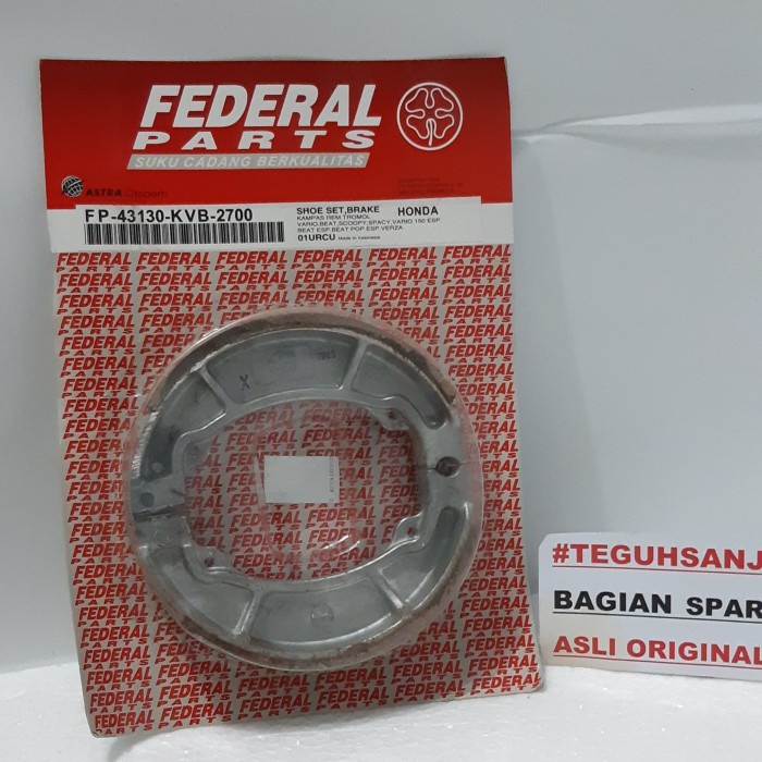 Kampas Rem Belakang Tromol KVB Beat Vario Spacy Scoopy Asli Federal terlaris