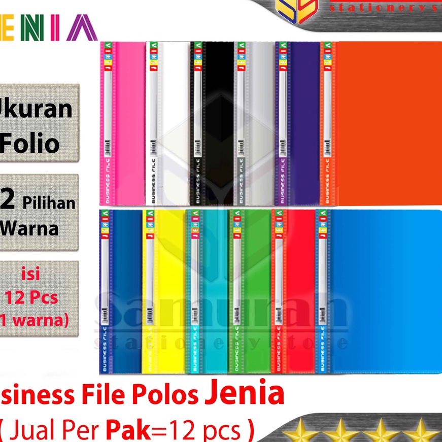

[K8R ご✔] Map Business File Polos Folio Jenia ( 1 pak ) isi 12 Pcs / Map Bisnis File Acco Plastik F4 12 Pilihan Warna - banyak dimiinati..!