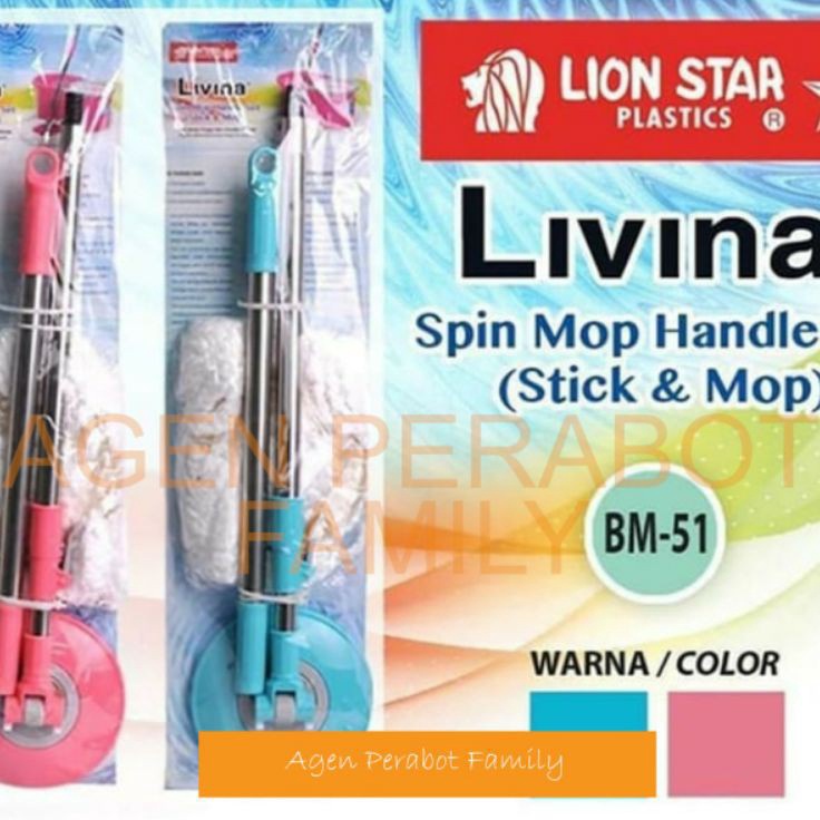 ➩ Tongkat Alat Pel Lantai / Livina Spin Mop Handle Set Lion Star BM 51 ✰ H €