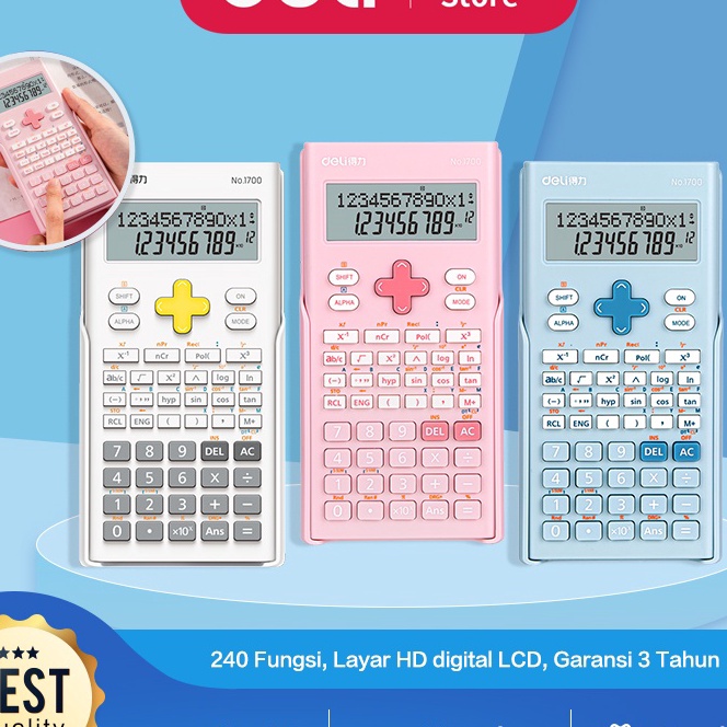 

(☼/MM✓6] Deli Calculator Scientific Kalkulator 240 Fungsi Kalkulasi 3 Warna 1700 / paasti.dikirim.