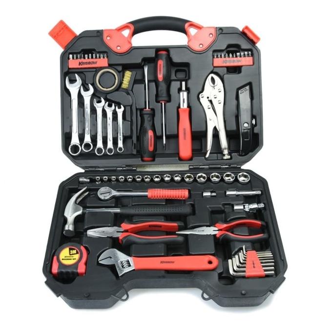 Krisbow - Tool Kit 66 Pcs / Toolkit Box Set Obeng Tang Palu Kunci Dll