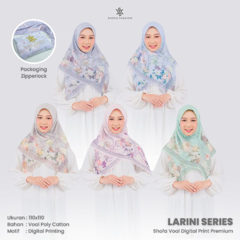 Shofa fashion - LARINI Series Hijab kerudung jilbab segi empat voal motif digital print Zipperlock