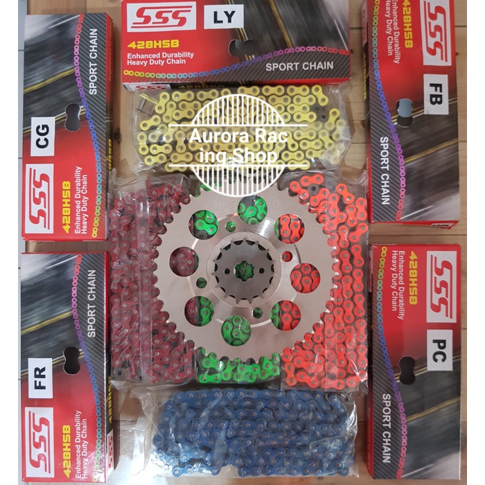 GEAR SET SSS SONIC 150 R & RANTAI SSS HSB 428 COLOUR terpopuler