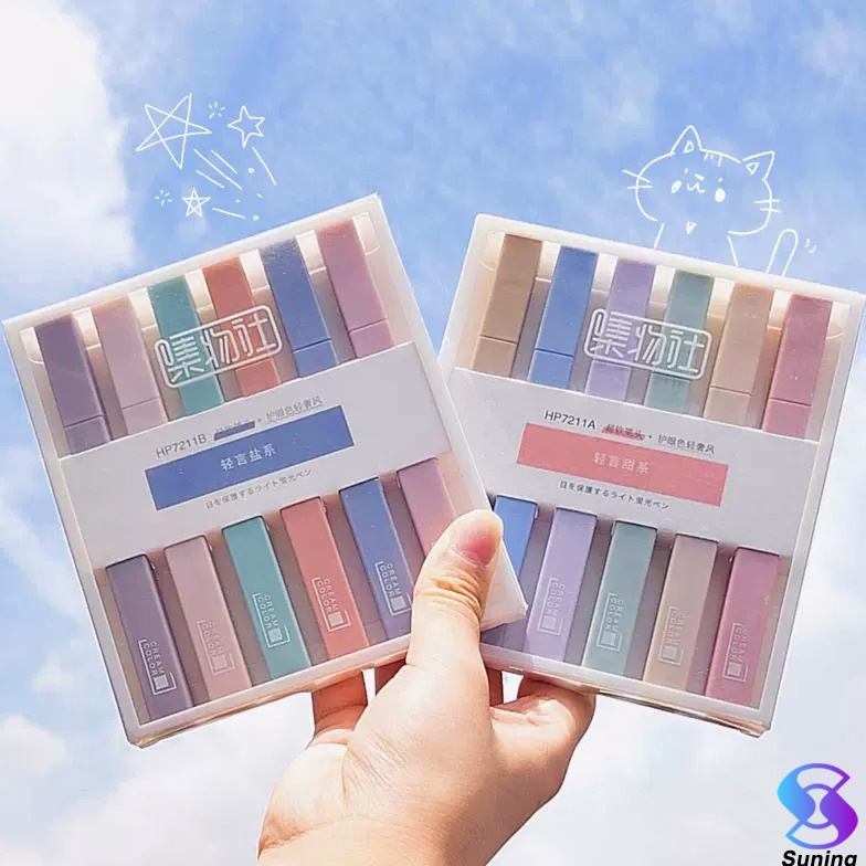 

Ready stok Stabilo highlighter pastel marker Highlighter marker Morandi color & Macron pastel double tip 6 colors 0JH