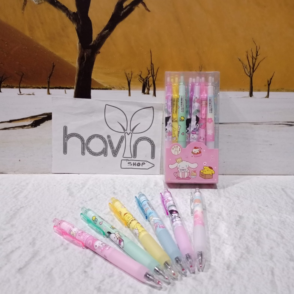 

Harga murah (12 pc) PEN GEL CETEK KLIK SANRIO KUROMI MELODY HELLOKITTY PENA BALLPEN KF9