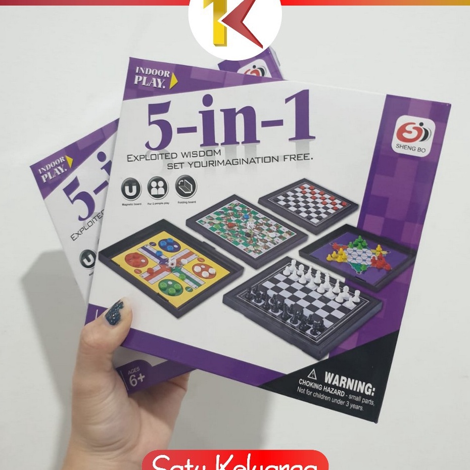 •Ass SK-M59 Magnetic Board Games 5in1 Permainan Papan Catur Magnet Game Ludo Mainan Anak Ular Tangga